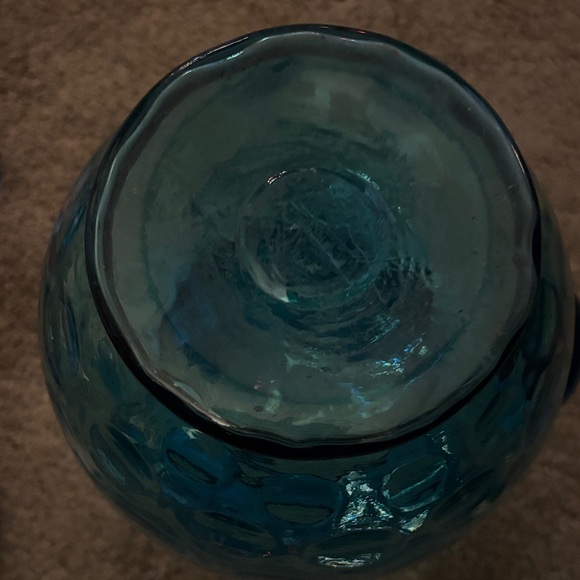 Blue Glass Pitcher with Ruffled Rim - Picture 6 of 7